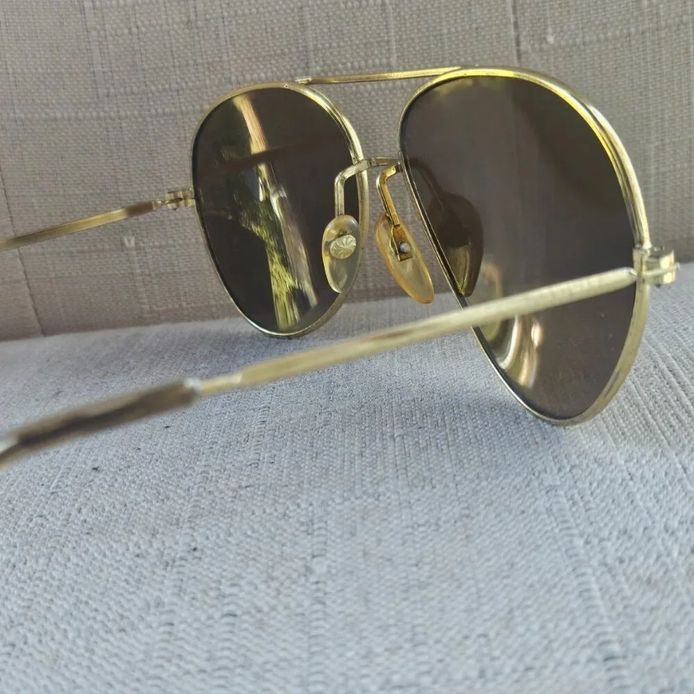 Vintage Sunglasses R.O.C Gold Tone Frame Aviator Eye Wear Men Sunglasses